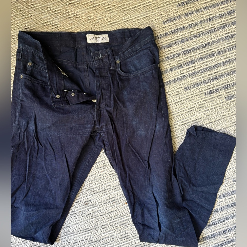Gustin Blue Straight Leg Jeans Classic Denim
